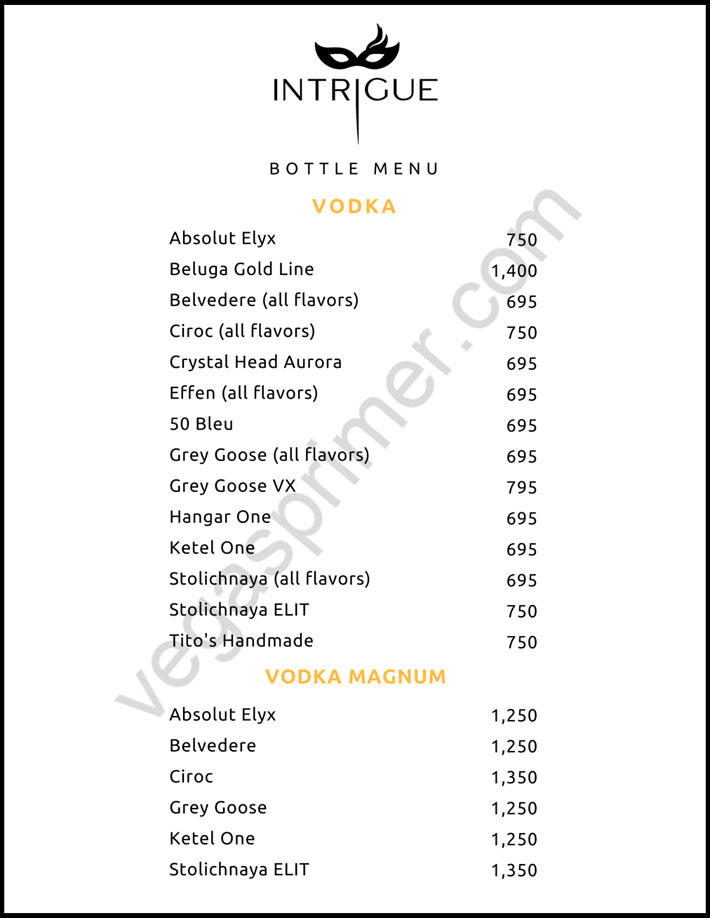 Bottle Menu Page 1