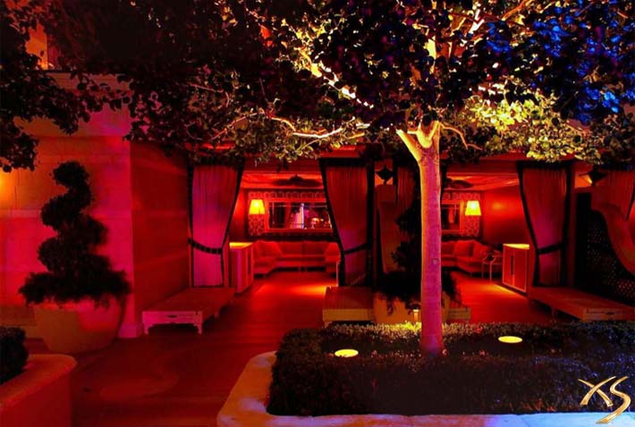 A photo of the lower cabanas at XS.