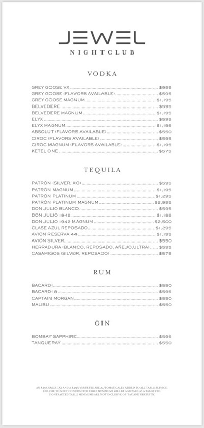 Jewel bottle menu page 1