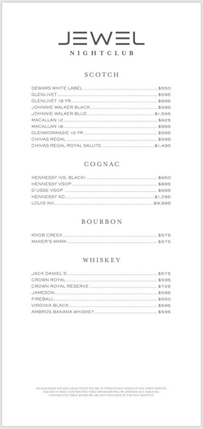 Jewel Bottle Menu Page 3