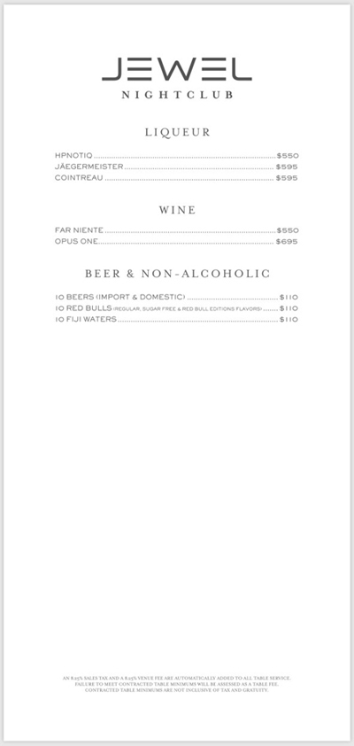 Jewel Bottle Menu Page 4