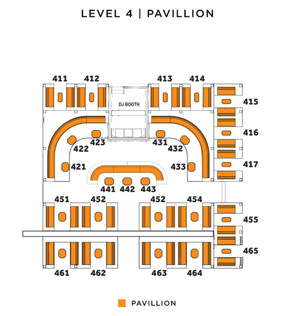 The table locations in the pavilion section