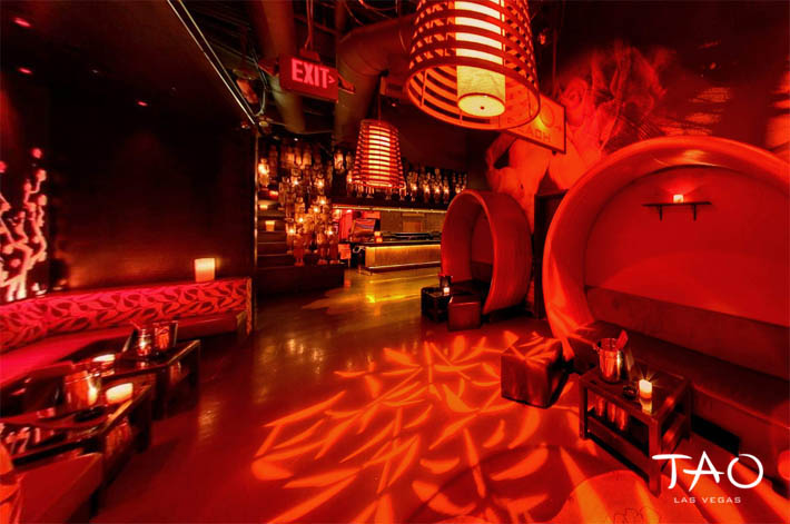 A photo showing the entry level bottle service tables at Tao Las Vegas