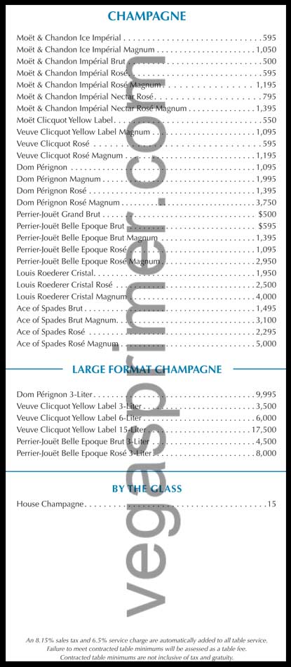 Wet Republic Champagne Bottle Prices