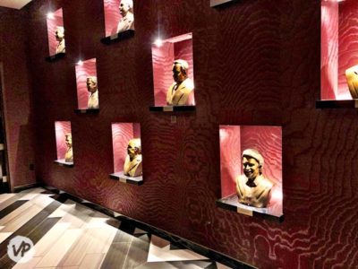 Statues of the city's founders at the Legacy Club in Las Vegas