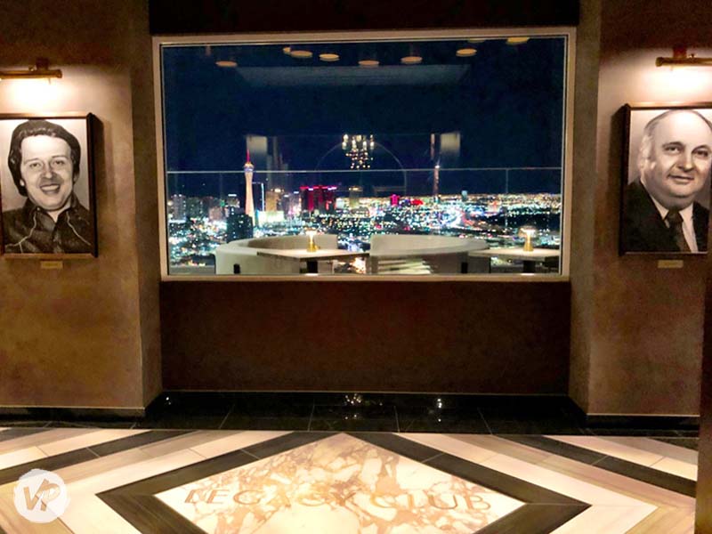 The entrance to the Legacy Club showing the view of Las Vegas Blvd