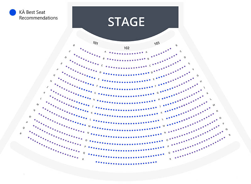 A map showing my recommendations for the best seats at the Ka MGM show