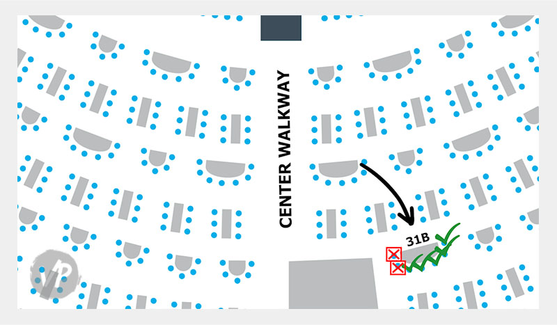 Map showing which booth seats are the best