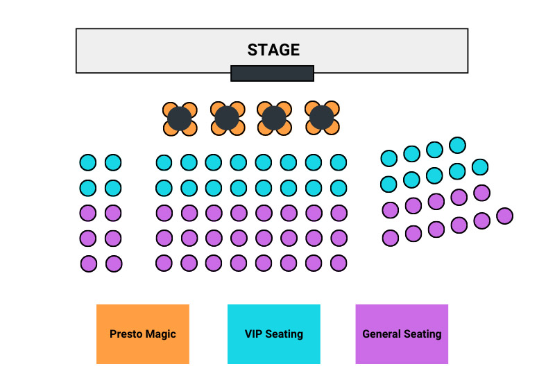 Seating chart for Laughternoon with Adam London