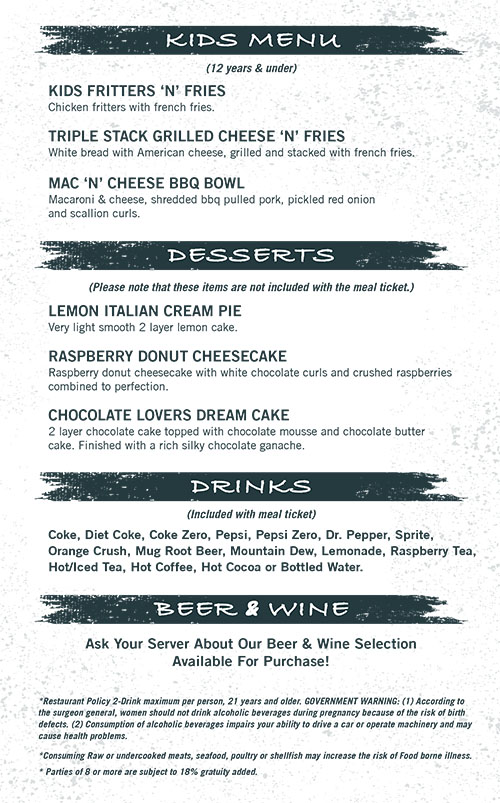 Desserts, drinks, and kids food