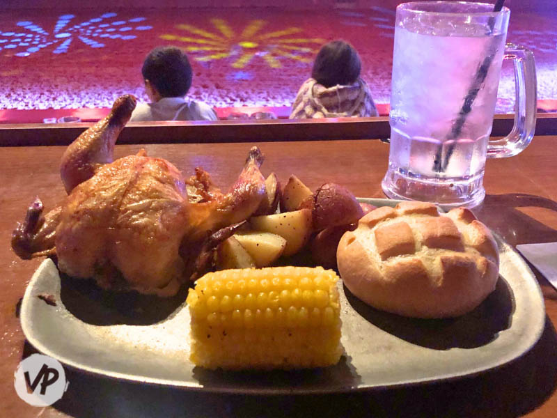 The perfectly historically accurate meal at the Tournament of Kings at  Excalibur. Ye olde Pepsi included.