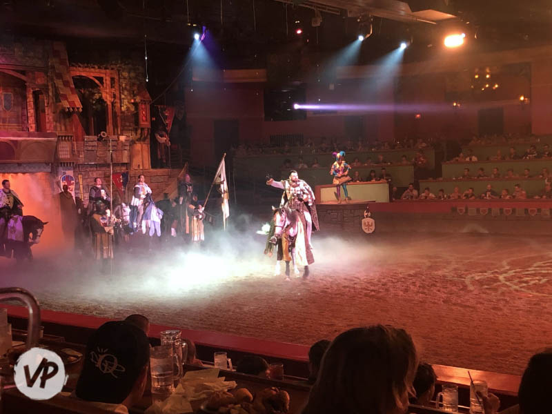 A Knight rides out on a horse during the Tournament of Kings show