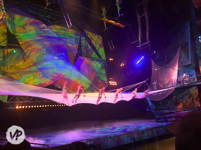 Acrobats in a net at Cirque du Soleil