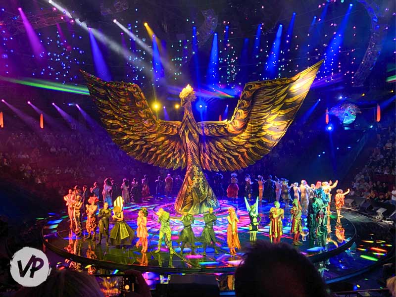A Golden Phoenix magically appears on stage at the Awakening show
