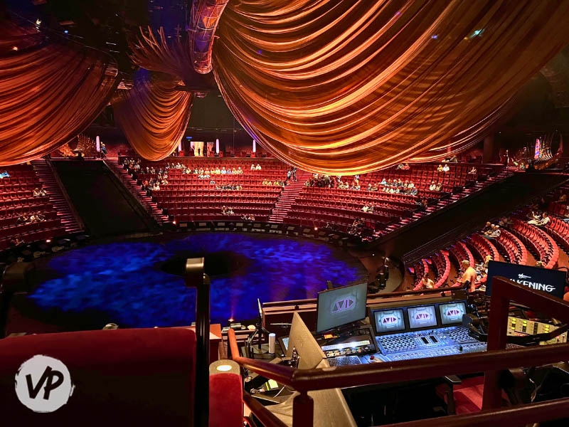 The sound booth in the theater