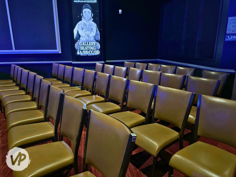 Picture of the chairs in the Gallery in rows AA-DD