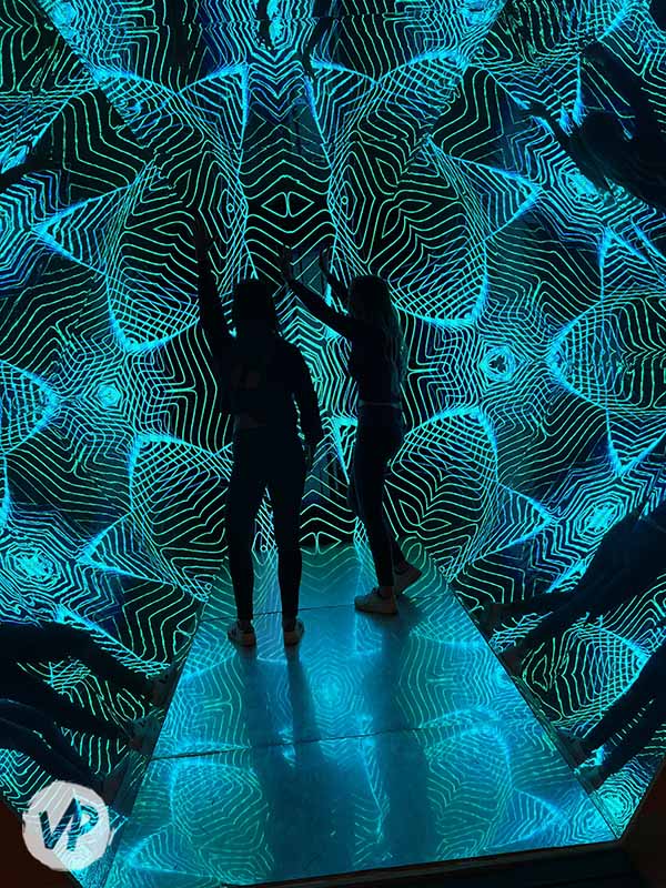 Dancing inside the kaleidoscope exhibit