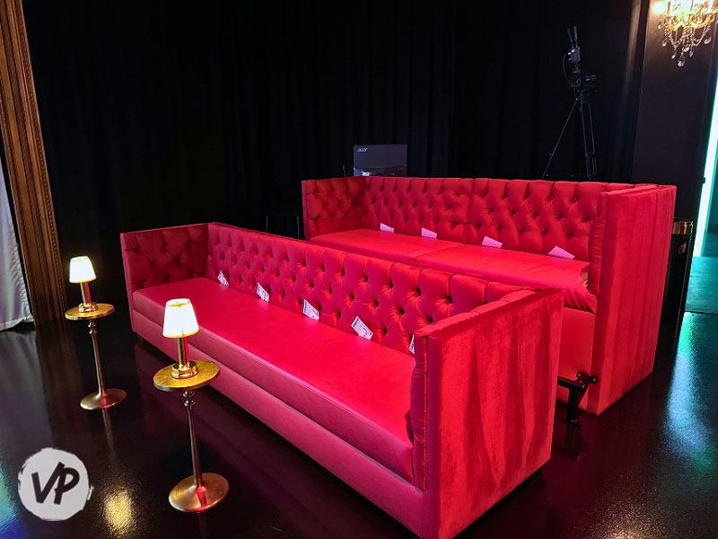 A photo of the premium VIP couches on the stage