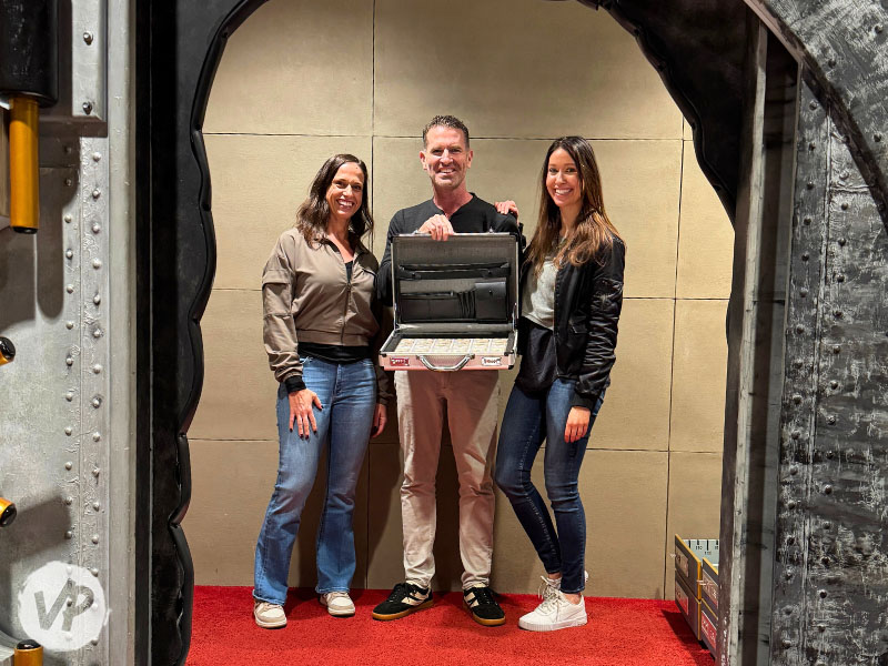 A picture of me and my friends after we made it out of the room